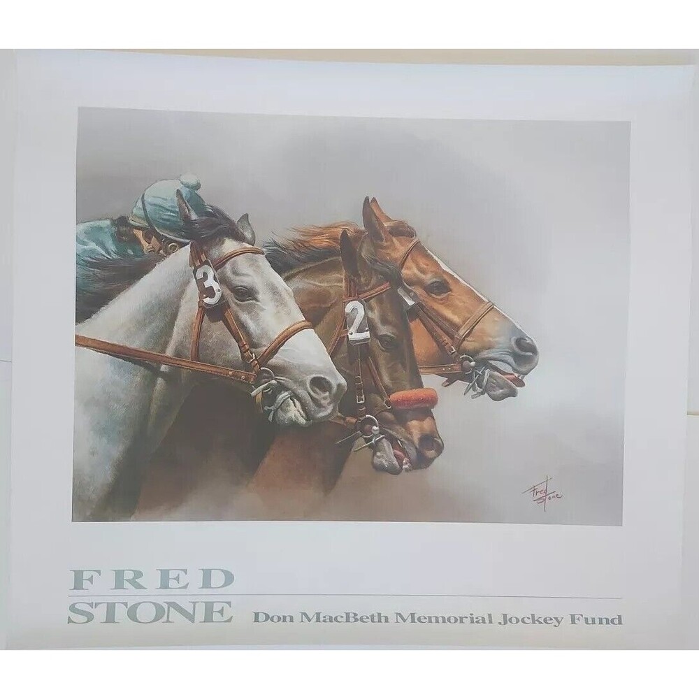 Fred Stone 1, 2 & 3 Race Horses Don Macbeth Memorial Jockey Fund Print 29"x25.5"